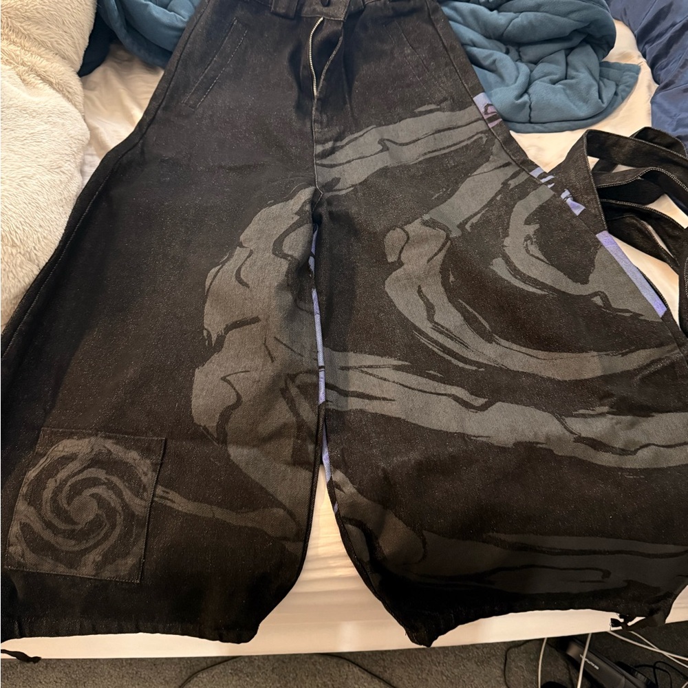 Stitch Spring Purple Hollow Denim Pants